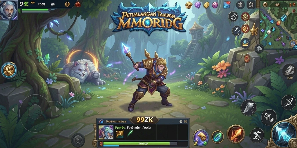 Screenshot gameplay 99ZK menampilkan aksi penuh petualangan MMORPG.