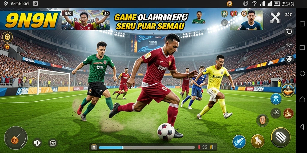 Screenshot utama dari gameplay seru dalam 9N9N menunjukkan aksi olahraga mendebarkan.