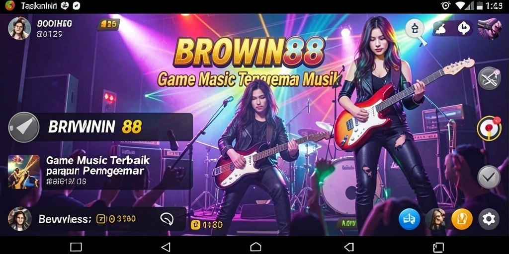 Tampak layar gameplay BROWIN88 yang penuh musik dan tantangan.