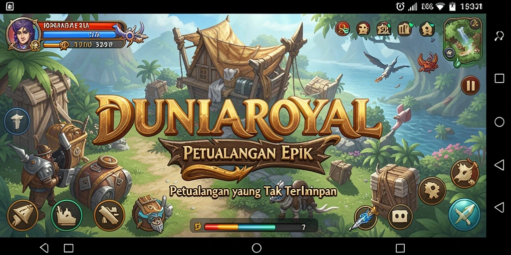 Gameplay DUNIAROYAL menampilkan eksplorasi dunia yang luas dan menantang.