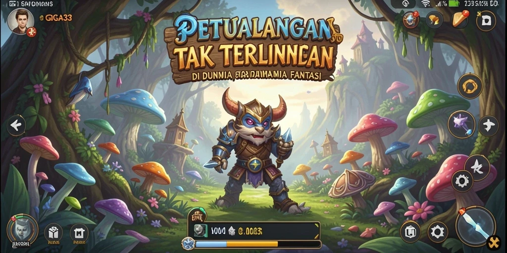 Screenshot gameplay GIGA33 dengan karakter berpetualang.