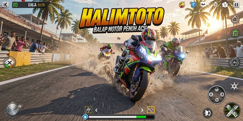 Tampilan seru dari permainan balap motor HALIMTOTO.