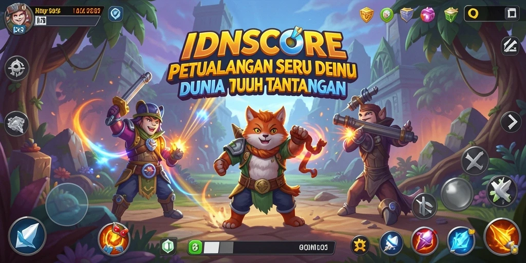Tampilan gameplay IDNSCORE yang menampilkan aksi seru petualangan.