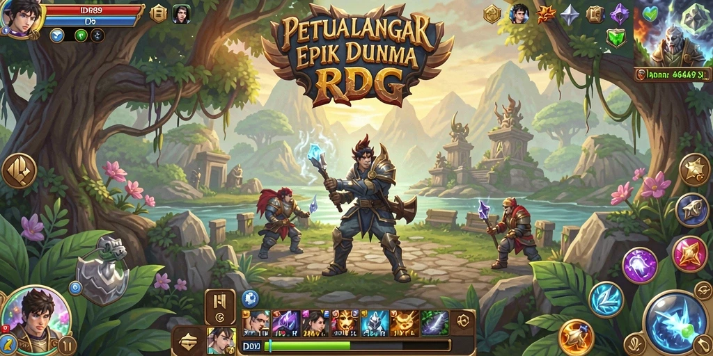 Tampilan gameplay <strong>IDR89</strong> yang menampilkan aksi pertarungan karakter dalam dunia RPG.