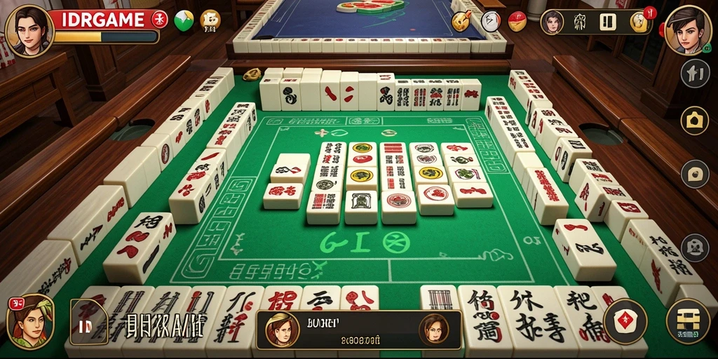 Screenshot gameplay IDRGAME dengan tampilan papan Mahjong yang menawan.