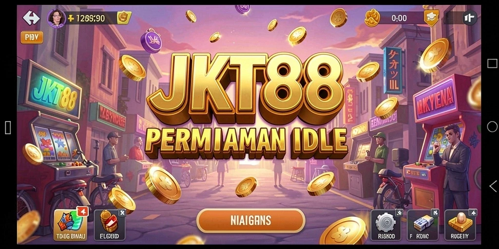 Tampilan gameplay JKT88 yang menampilkan bisnis Idle yang berkembang pesat.