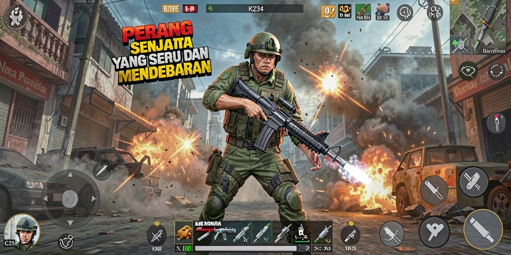 Tampilan gameplay K234 yang intens dan mendebarkan dalam pertempuran.