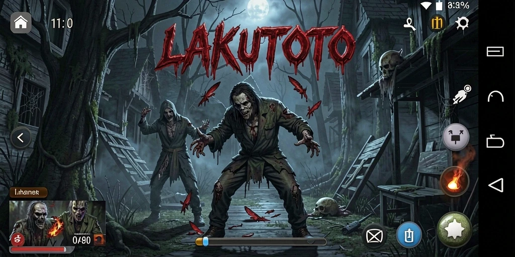 Screenshot utama LAKUTOTO menunjukkan gameplay intens yang menegangkan.