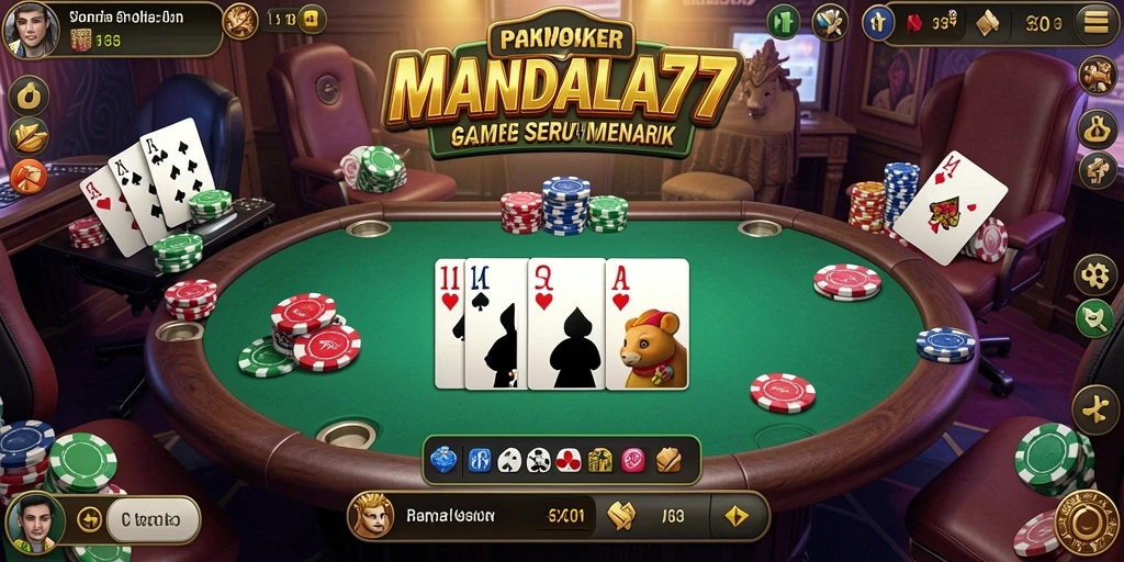 Screenshot gameplay MANDALA77 menampilkan suasana poker yang seru dan kompetitif.