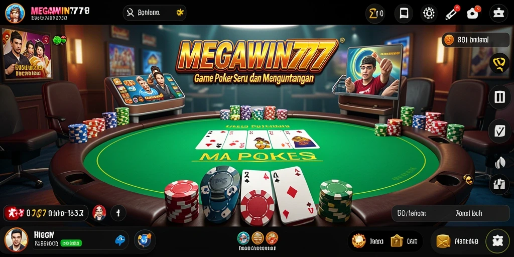 Tampilan gameplay seru di MEGAWIN777 dengan aksi poker yang menegangkan.