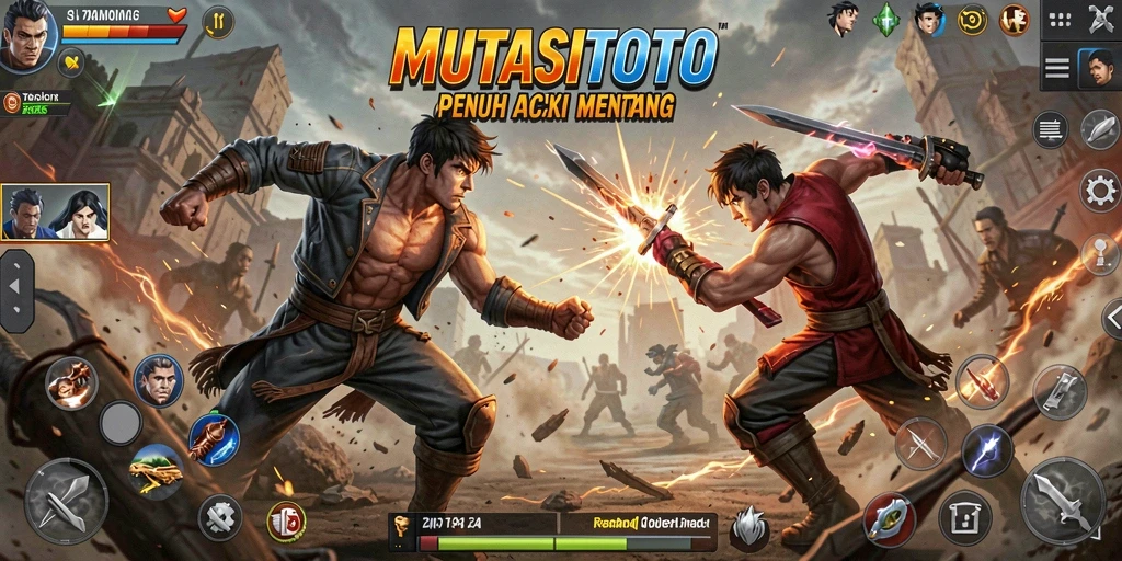 Tampilan gameplay MUTASITOTO yang menampilkan aksi pertarungan yang seru.