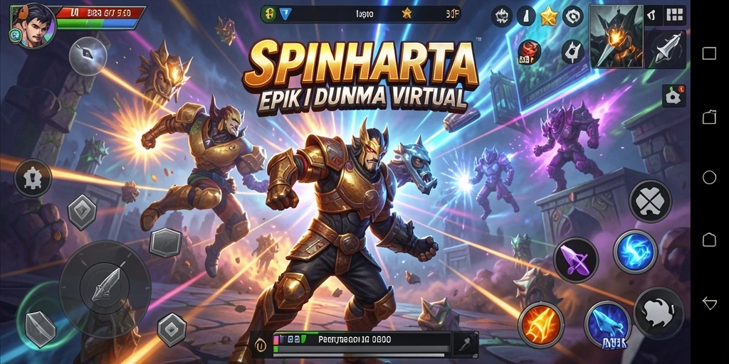 Tampilan menarik dari gameplay SPINHARTA dengan aksi Fighting yang seru.